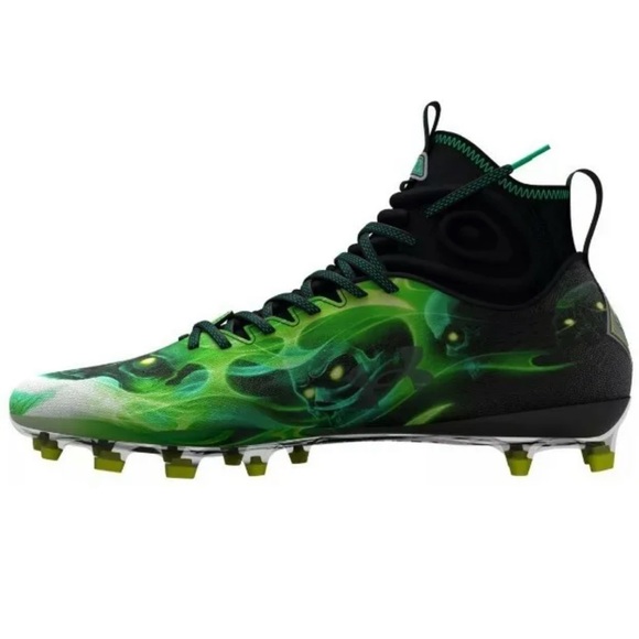 Under Armour Men's Spotlight Lux MC LE Slime Green Football Cleats - Picture 4 of 4